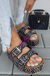 Vzorované šľapky na platforme DATOLA-