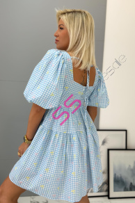 Vzorované bavlnené šaty s balónovými rukávmi MIRKA