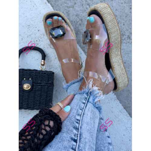 Transparentné sandále zdobené kamienkom CLINDA-