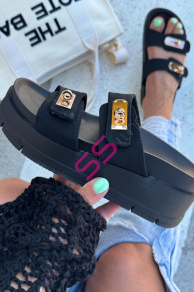 Dámske šľapky so zlatými ozdobami MODESTA