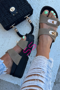 Dámske šľapky so zlatými ozdobami MODESTA-