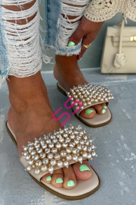 Dámske šľapky zdobené korálikmi KAIDEN