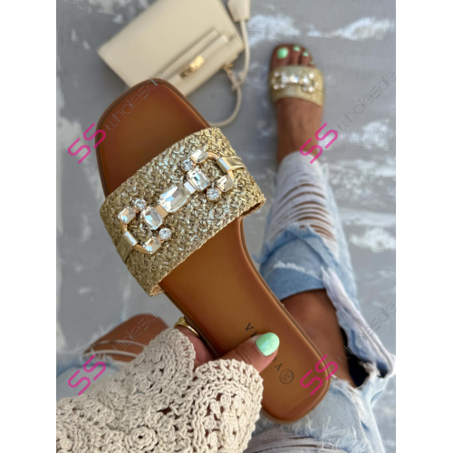 Dámske šľapky so striebornou ozdobou ARUNA-