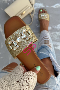 Dámske šľapky so striebornou ozdobou ARUNA