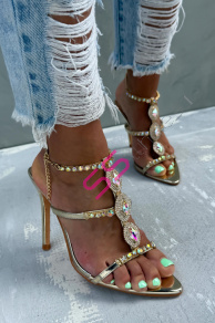 Exkluzívne sandále zdobené kamienkami a reťazou NAKIYA-