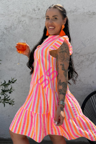 Pásikavé mušelínové babydoll šaty SAFFRON