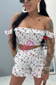 Biely bavlnený komplet s jahodami BERRY