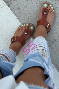 Dámske šľapky so zlatou ozdobou PAULINA