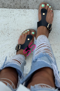 Dámske šľapky so zlatou ozdobou PAULINA