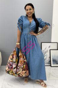 Dlhé denim šaty na gombíky MILANA