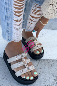 Béžové platformové šľapky OLIVA