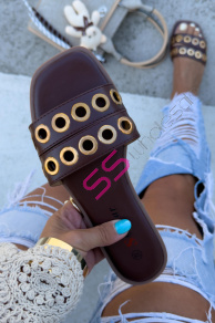 Dámske šľapky so zlatou ozdobou JULIE