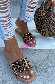 Šľapky so zlatými perličkami RUBY-