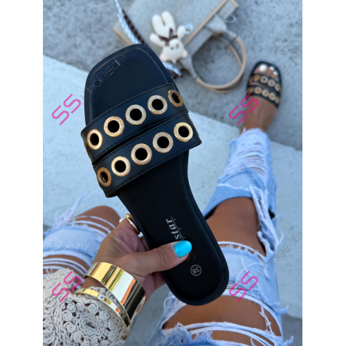 Dámske šľapky so zlatou ozdobou JULIE-