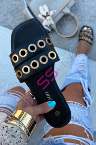 Dámske šľapky so zlatou ozdobou JULIE-