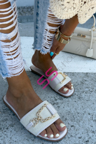 Dámske šľapky so zlatou ozdobou RUBIN-