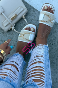 Dámske šľapky so zlatou ozdobou RUBIN