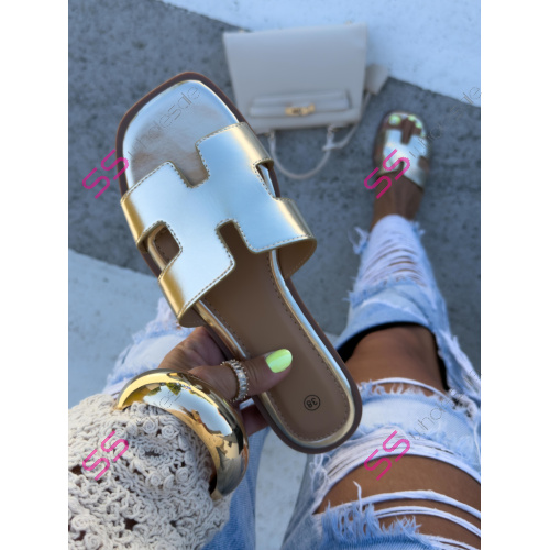 Zlaté dámske šľapky MEREDITH-