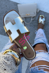 Zlaté dámske šľapky MEREDITH-