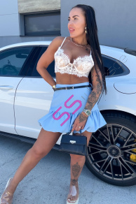 Modrá balónová sukňa s opaskom MAKANA