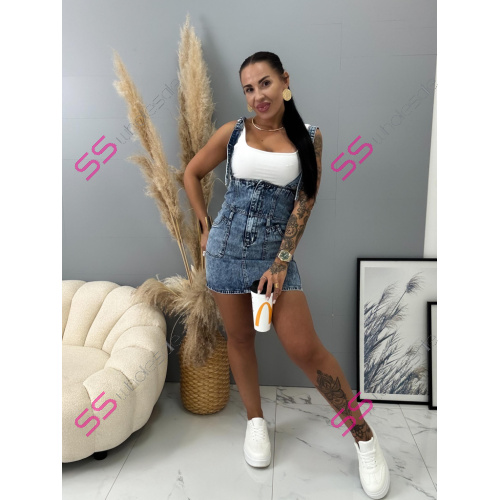 Denim sukňa na traky s vysokým pásom BETKA