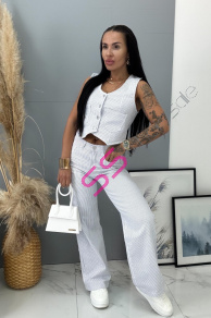 Pásikavé wide-leg rifle s vysokým pásom 