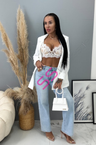 High-waist rifle zdobené kamienkami