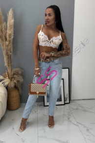 Roztrhané mom fit rifle s opaskom