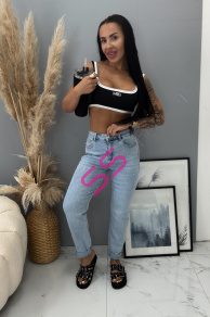 Baggy fit rifle zdobené kamienkami