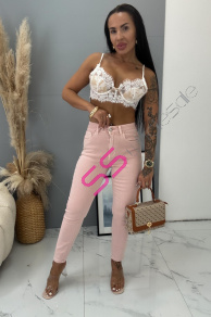 Púdrové mom fit rifle s vysokým pásom