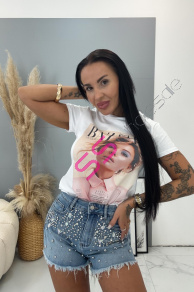 Biele tričko s potlačou LEYLA