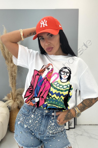 Biele tričko s 3D potlačou CASEY