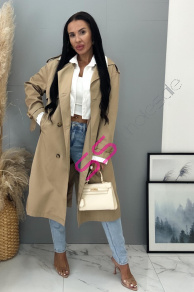 Hnedý trenčkot s bielym golierom BERNA