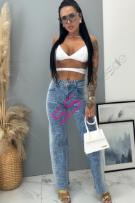 Zvonové rifle zdobené kamienkami+