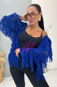 Modrý háčkovaný kardigán SUZANNA+