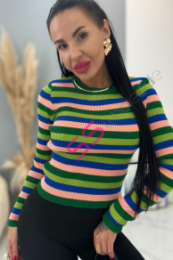 Vrúbkovaný farebný pulóver JAZLYN+