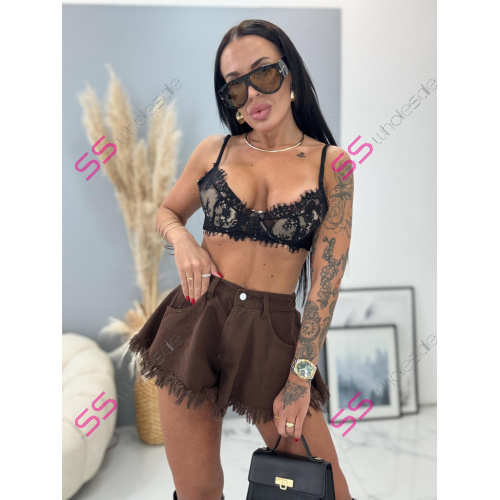 Hnedé denim šortky CYNTHIA