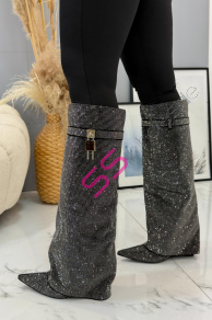 Vysoké čižmy zdobené kamienkami ZOFIA