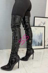 Lakované čižmy nad kolená DALIDA-