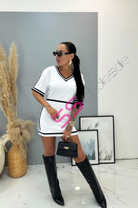 Športové biele minišaty s kapucňou IVETA