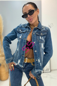 Tmavomodrý dámsky denim kabát LOTTIE+