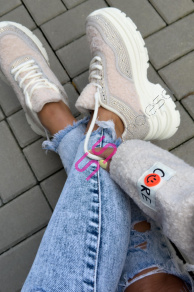 Platformové teddy tenisky zdobené kamienkami MARGOT