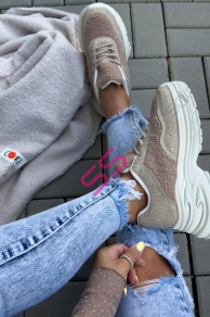 Platformové teddy tenisky zdobené kamienkami MARGOT