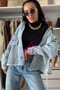 Dámsky denim kabát s kamienkami CELESTE