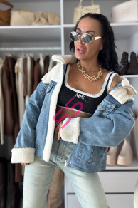 Prémium extravagantná denim bunda LELITA+