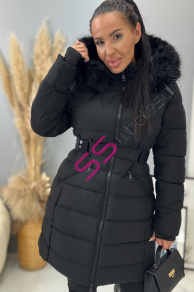 Dlhá bunda s kožušinou a kapucňou EMALIA