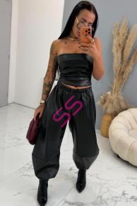 Balónové koženkové nohavice s gumeným pásom TOFFY