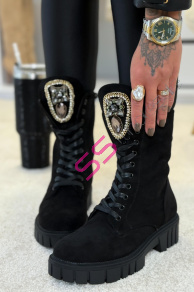 Šnúrovacie čižmy zdobené kamienkami MISENA