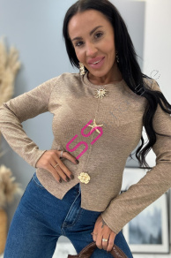 Pulóver so zlatou ozdobou KARMELA