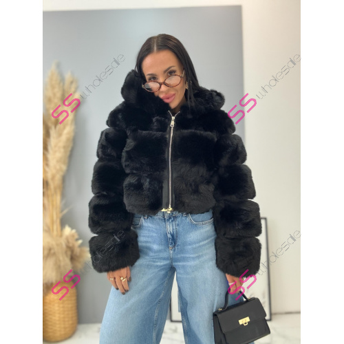 Koženková kožušinová bunda s kapucňou GIANNA+